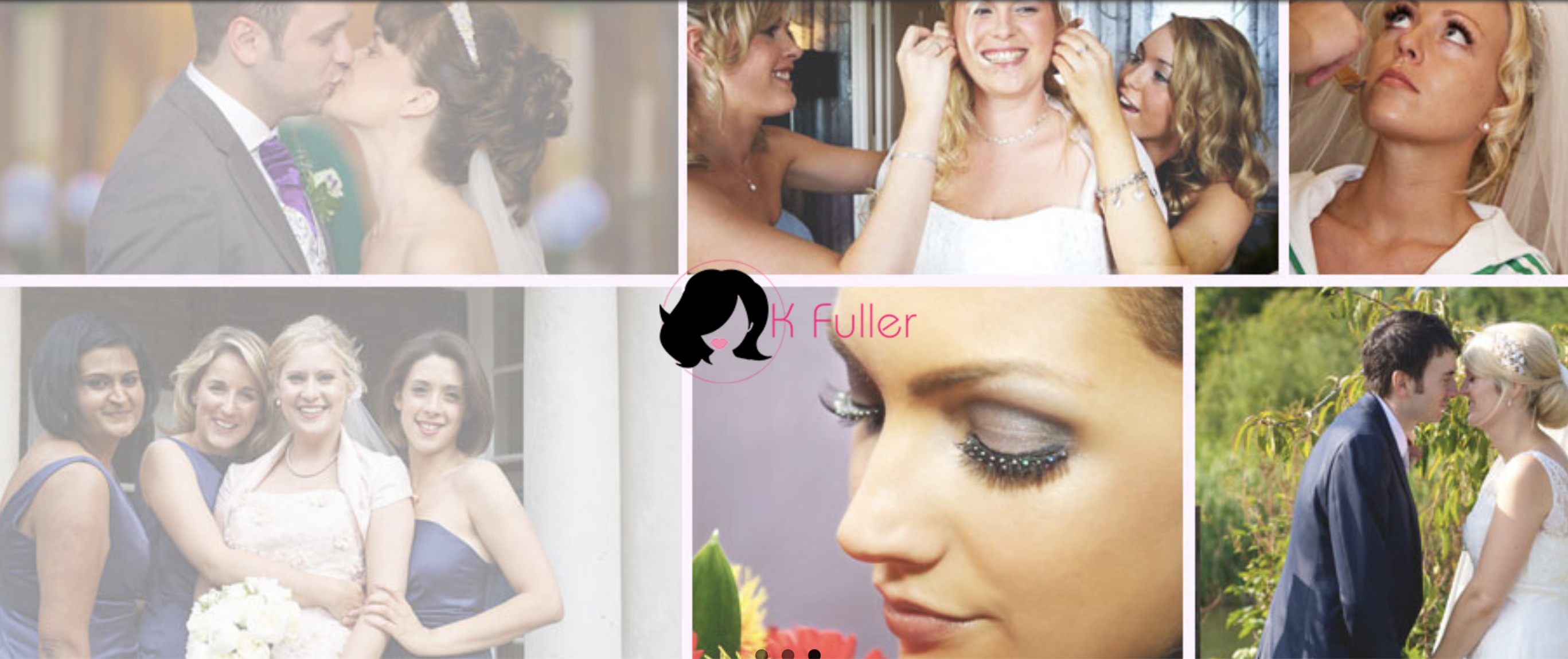 Original K Fuller homepage collage featuring bridal photographs and the K Fuller logo